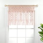 Lush Decor Cantonnière en Coton texturé macramé bohème - 101,6 cm de Large x 76,2 cm de Long - Rideaux de Cuisine et décoration Murale - Rideaux de fenêtre de Salle de Bain - Rose poudré