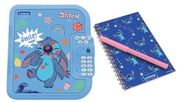 Lexibook- Disney Stitch Journal Intime électronique Stylo et carnet Inclus, interactif, Mot de Passe, Fonctions Amusantes, Effets sonores, SD50D, Bleu