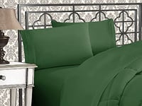 Elegant Comfort Parure de lit Douce de 4 pièces en Microfibre de qualité hôtelière 1500 Fils avec Broderie à Trois Lignes, Anti-Plis et Anti-décoloration, King-Size, Vert Chasseur