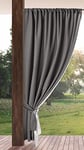 Eurofirany GARDEN Outdoor Curtain with Tab Top - 1 pc. Velcro Fastener, Sun Protection, Privacy Screen, Windproof, Waterproof Curtain for Patio, Gazebo, Pergola, Porch, W61 x L79, Light Beige