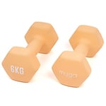 MYGA Hex Dumbbells - Pair of Neoprene & Cast Iron Hexagonal Dumbbell Hand Weights for Women and Men at Home & Gym - Weight: 6 kg