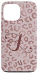 Coque pour iPhone 13 Pro Max Letter J Initial Leopard Rose Pink Cheetah Monogram