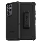 OtterBox Coque pour Galaxy S21 Ultra 5G (Uniquement – Ne Convient Pas aux séries non Plus ou Plus) Defender Series – Noir Robuste et Durable avec Protection des Ports + support à Clip pour étui