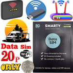 New Latest SMARTY Sim Card Unlimited WiFi MiFi Dongle Data UK Pay As You Go PAYG