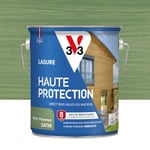 V33 Lasure Bois extérieur Vert provence satin - Haute Protection 8 ans - Haute résistance hydrofuge et anti-UV - Résiste aux variations du bois - Ecolabel, résine d'origine végétale - 2,5L