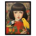 Wee Blue Coo Birds Of A Feather Modern Portrait Artwork Framed Wall Art Print A4