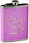 Premier Housewares 508075 Girls Night Out Glitter Hip Flask, 8 oz - Hot Pink H14 x W10 x D3cm