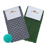 myHomeBody Extra Long Exfoliating Washcloth, Exfoliating Body Scrubber, Exfoliating Towel, Japanese Washcloth, 3D Texture Graphite Grey and Forest Green Checks, Set of 2 with Silicone Facial Brush