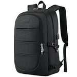 AMBOR Sac à Dos Ordinateur Portable, Sac a Dos Grande Capacité Homme Femme Imperméable 18.4 Pouces avec USB Charging Port Sac a Dos PC Portable pour Loisir Noir