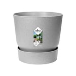 Elho Greenville Rond 18 - Pot De Fleurs avec Un Réservoir d'eau Intégré - Interieur & Extérieur - Plastique 100% Recyclé - Ø 18.3 x H 17.4 cm - Gris/Living Ciment