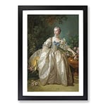 Big Box Art Madame Bergeret by Francois Boucher Framed Wall Art Picture Print Ready to Hang, Black A2 (62 x 45 cm)