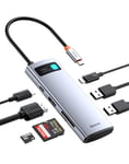 Baseus Hub USB C 7 en 1 Stations d'accueil Adaptateur avec 4K HDMI, 100W PD, 2 USB 3.0 5Gbps, 1 USB C, Lecteur Carte SD/TF pour Ordinateur Portable MacBook/Surface Pro/iPad/Steam Deck/Rog Ally/Samsung