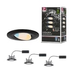 Paulmann 93096 LED Spots encastrés Calla kit de 3 orientable IP65 90mm 30° 3x550lm White Switch INCL. 3x5W Noir Mat Plastique 3000K, Matière, 15 W