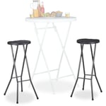 Tabouret pliant de jardin bastian lot de 2 sans dossier résistant hauteur 80 cm chaise de bar plastique optique rotin, noir - Relaxdays