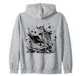 Skeleton Reading Book Floral Wisdom Funny Book Lover Zip Hoodie