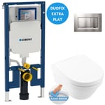 Pack wc Bati-support Geberit UP720 extra-plat + wc Villeroy & Boch Architectura sans bride + Abattant softclose + Plaque chrome