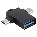 USB 3.0 (hun) til Type-C + mikroUSB adapter - Understøtter OTG funktion