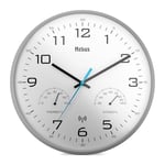Mebus Horloge Murale Radio-pilotée Moderne avec Affichage de la température et de l'humidité, 30 cm, Horloge Radio-pilotée, Salon, Horloge de Cuisine/Modèle : 52842 / Couleur : Gris