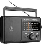 Portable Radio Mains/Battery | Transistor FM AM LW SW, Bluetooth, Vintage Black