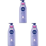 NIVEA Lait Hydratant Douceur 48h (1 x 250 ml), Soin corporel enrichi en concentré de soin NIVEA & en beurre de karité, Lait pour le corps hydratation intense pour peaux sèches (Lot de 3)