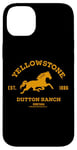 Coque pour iPhone 14 Plus Yellowstone Dutton Ranch Est. 1886 Running Horse Brown Logo