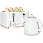 Kettle Toaster Set 1.7L Rapid Boil 3000W 4 Slice 7 Levels White Rose Gold HOMCOM