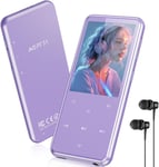 64Go Mp3 Bluetooth Avec Haut-Parleur, 2.4"" Grand Écran Lecteur Mp3 En Métal Qualité Sonore Hifi Audio Mp4 Baladeur Sport De Bouton Tactile Radio Fm Podomètre Enregistreur 60H De Musique-Violet