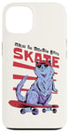 Coque pour iPhone 13 Just Skate Fun Planche de skateboard rétro Motif chat Rouge