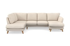 Trend Lyx U-Sofa med Divan Høyre - Beige Kordfløyel U-sofa