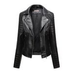 Veste Cuir Uni Moto Pour Femme Bomber Col Montant Similicuir Fit Grande Vêtements Xh459