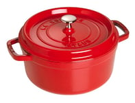 STAUB Cocotte en Fonte Émaillée avec Couvercle, Tous feux dont induction, 1 à 2 personnes, Ronde, 18 cm, 1,70 L, 3,4 kg, Cerise