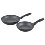 Russell Hobbs RH02834EU7 Lot de 2 poêles à frire antiadhésives, compatibles induction, cuisson sans huile pour des repas sains, poignée ergonomique, Metallic Marble, aluminium forgé, 20/24 cm