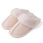 Vintervarma plysch damtofflor Platta skor inomhus halkfria creamy-white creamy-white 38-39 (fits 36-37)