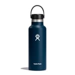 HYDRO FLASK - Gourde Isotherme 532 ml (18 oz) - Bouteille Inox à Isolation Sous Vide - Bouchon Antifuite et Revêtement par Poudre - Sans BPA - Ouverture Standard - Indigo