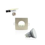 Kit Spot LED GU10 étanche 6W carré blanc lumière 50W blanc chaud 2700K