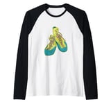 Old rock climbing shoes illustration climbing gear Raglan Baseball Tee