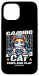 Coque pour iPhone 15 Paws And Play Jeu vidéo chat pour hommes, garçons, femmes, enfants