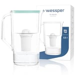 Wessper Carafe à eau avec Compteur LED, 3,3 Litres, Carafe a eau, avec Filtre Classique, filtre à charbon actif, compatible avec les filtres brita Classic, BPA FREE – Menthe