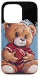 Coque pour iPhone 13 Pro Costume d'ours en peluche de football pour garçons et filles