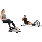 Sunny Health & Fitness Magnetic Under Desk Elliptical Peddler, Portable Mini Elliptical SF-E3872 and Magnetic Rowing Machine, Folding Rower with LCD Monitor -SF-RW5515