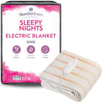 Slumberdown Sleepy Nights Electric Blanket King Size - Warm & Cosy 3-Heat Settings BEAB Approved Heated Blanket for Bed - Comfortable, Easy Fit Straps, Machine Washable (142cm x 150cm)