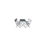 I Giardini Del Re - Ensemble de salle a' manger pliant Astro en acier blanc avec table en verre et quatre chaises pour jardin exte'rieur