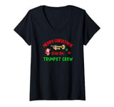 Womens Merry Christmas from the Trumpet Crew Band Member Musician V-Neck T-Shirt