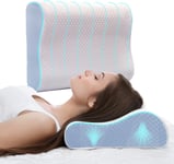 TheComfortZone Cervical Pillow for Neck Shoulder Pain Regular, White & Blue 