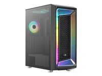 Aerocool Interstellar-G-Bk-V1 - Mid Tower - Atx - Genomskinlig Sidopanel (Härdat Glas) - Ingen Strömförsörjning (Atx) - Svart - Usb/Ljud