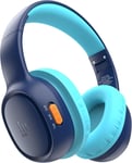 KH02 Casque Bluetooth Enfant, Casque Audio Enfant, Volume Limité 74/85/94 DB, Pliable Casque Enfant Audio, Microphone Intégré, Casque sans Fil Bluetooth 5.3 pour Étude, Voyage, Bleu