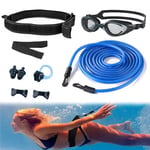 ROLMZJX 4m Elastique de Nage Piscine,Résistance Elastique de Nage avec Lunettes,Réglable Entraînement Ceinture de Natation,pour Adultes et Enfants, Utilisation Professionnelle, Amatrice ou Récréative