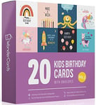 20 x Childrens Birthday Cards Multi-Pack | Square 15cm x x 