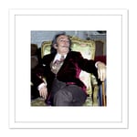 Warren Portrait Artist Salvador Dali Photo 8X8 Inch Square Wooden Framed Wall Art Print Picture with Mount