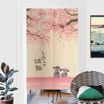 Rideau,Rideau de porte de Style japonais, rideau de cuisine en forme de chien Sakura en fleurs romantiques, 150x85cm Rapanda